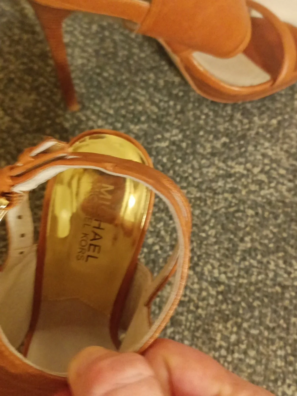 Michael Kors Women's Chestnut Tan Open-Toe High Heel Stilleto Sandals Size 8